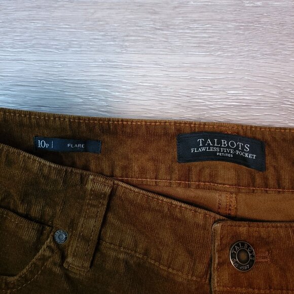 Talbots Jeans 10 P Velveteen Corduroy Flare Flawless 5 Pocket Mid Rise Western - Picture 3 of 9